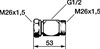 FMM Mellankoppling M26x1,5 med avstickare G15